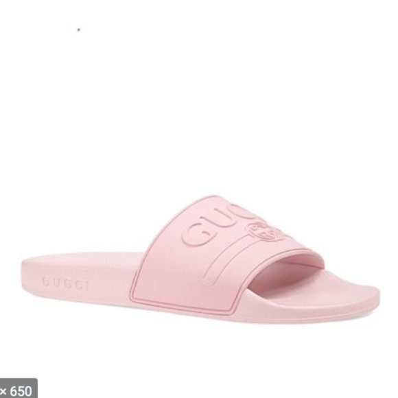Authentic Gucci Women's Logo Slide Sandals in Pink - Picture 2 of 9